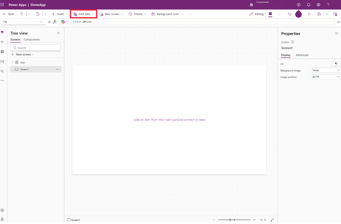 Screenshot des Bildschirms „App bearbeiten“ mit der hervorgehobenen Schaltfläche „Daten hinzufügen“
