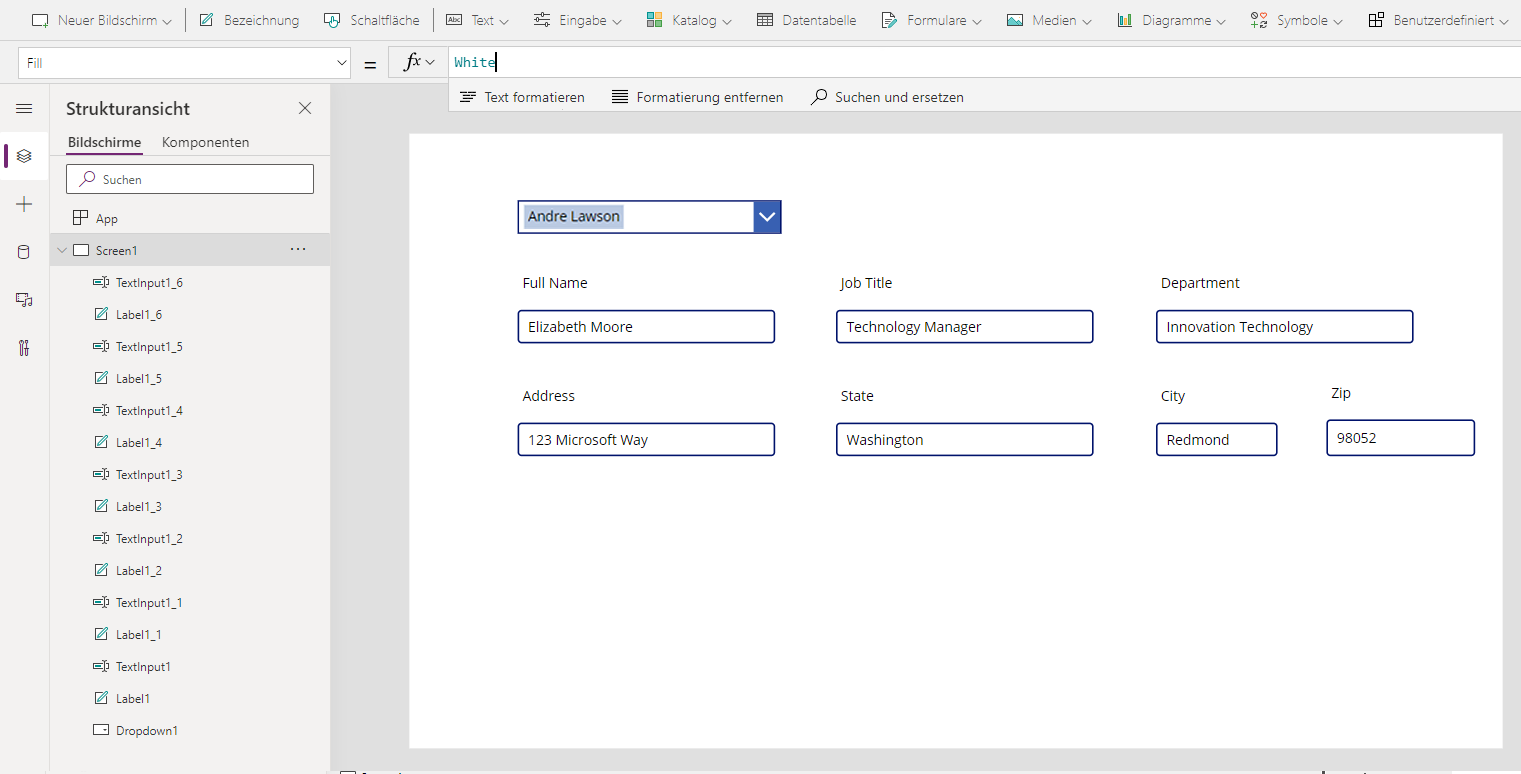 Screenshot der Managerinformationen