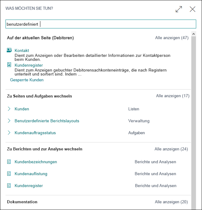 Screenshot der zeigt, wie „UsageCategory“ in der Suchfunktion verwendet wird.