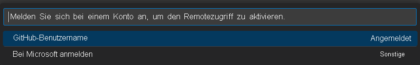 Screenshot der Aufforderung zum Anmelden.