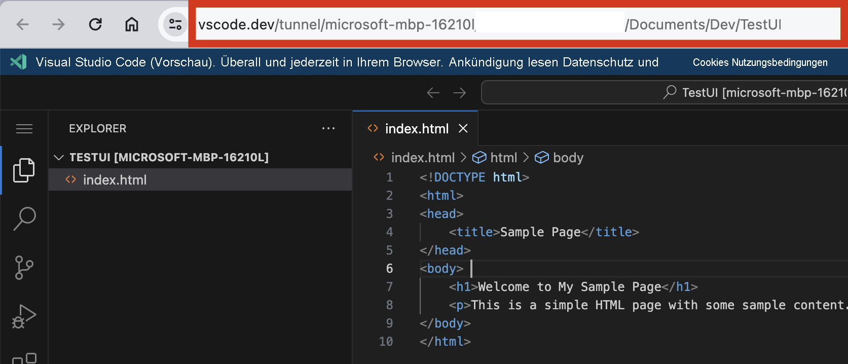 Screenshot der Clientansicht.