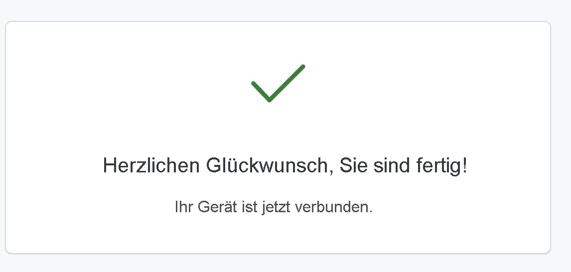 Screenshot der Bestätigung.