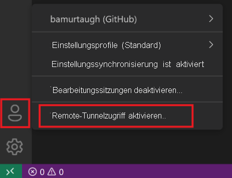 Screenshot der Option 