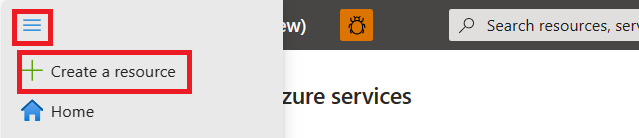 Screenshot der Aktion „Ressource erstellen“ im Azure-Portalmenü.