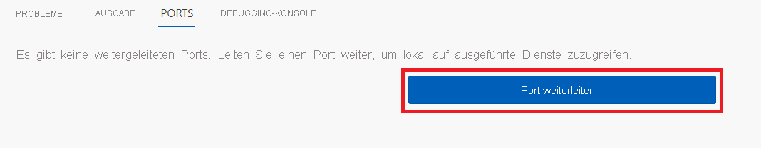 Screenshot der Aktion „Port weiterleiten“ in der Ansicht „Ports“.