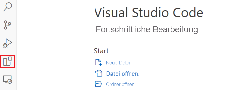Screenshot des Erweiterungsansichtssymbols in der Aktivitätsleiste von VS Code.