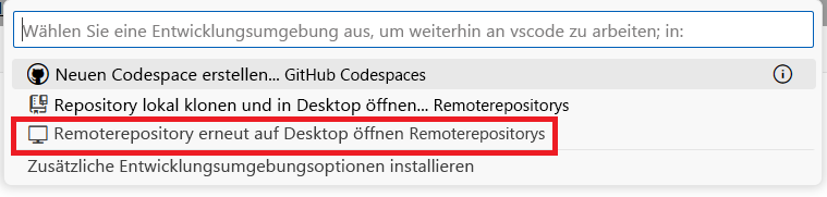 Screenshot der Option 