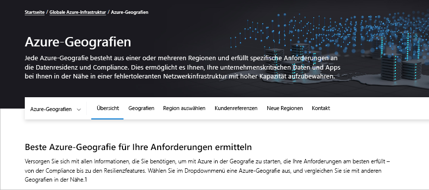 Screenshot of the Azure global infrastructure and Azure geographies website.