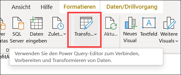 The transform data button is highlighted.