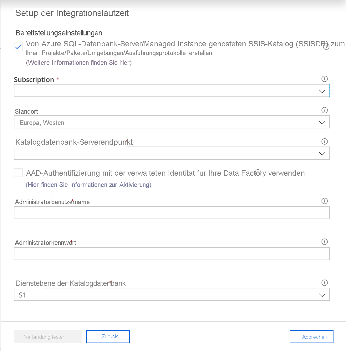 Erstellen des SSIS-Katalogs