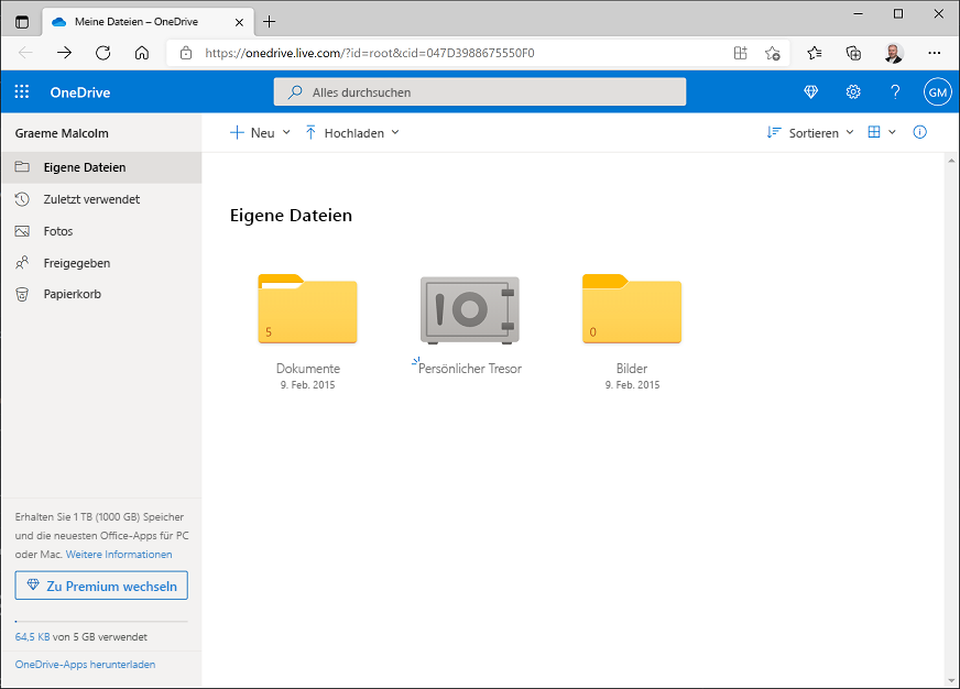 Screenshot of One Drive My Files folder.