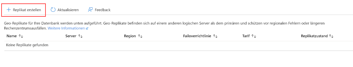 Screenshot: Neues Datenbankreplikat für Azure SQL-Datenbank