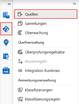 Screenshot der Seite „Quellen“ im Abschnitt „Datenzuordnung“.