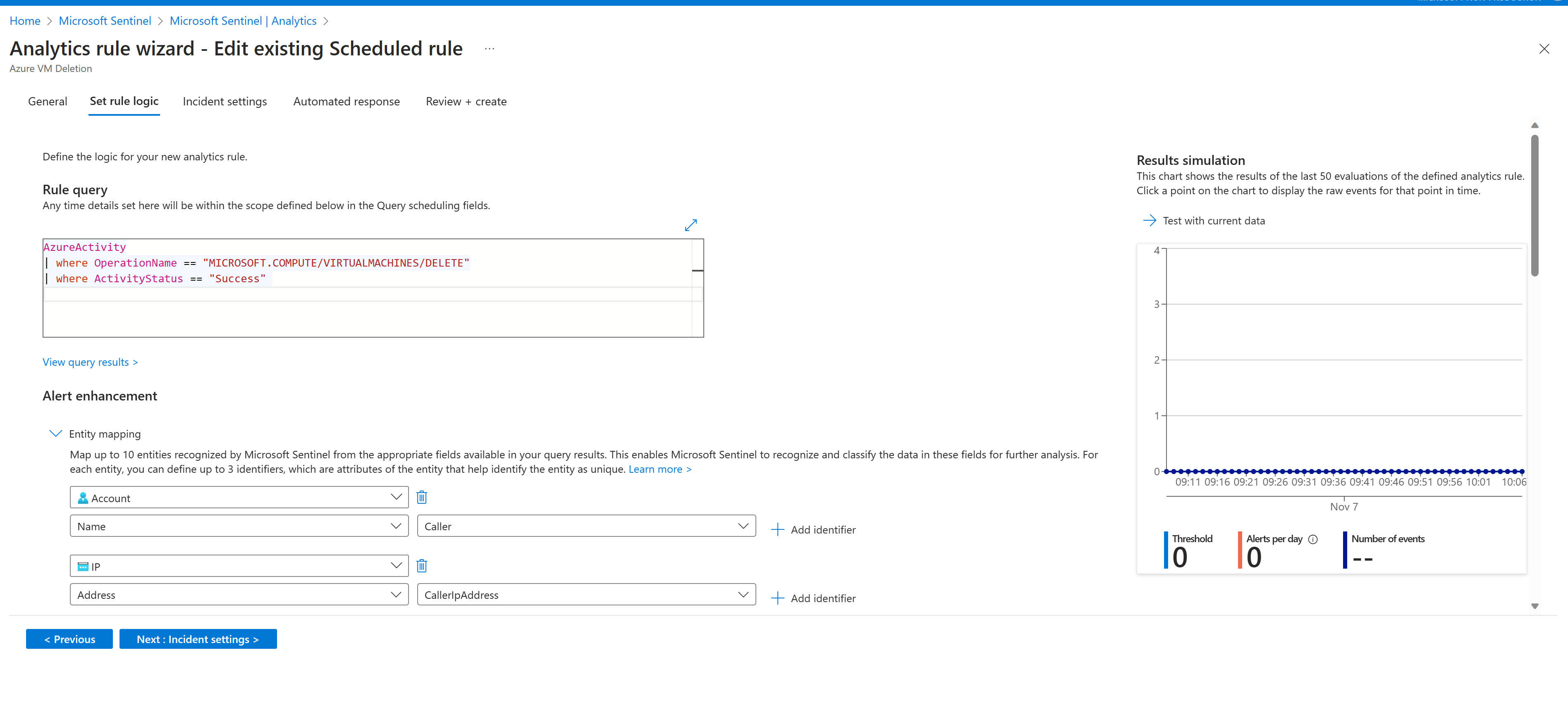 Screenshot der Registerkarte „Logik für die Analyseregelsatz“.