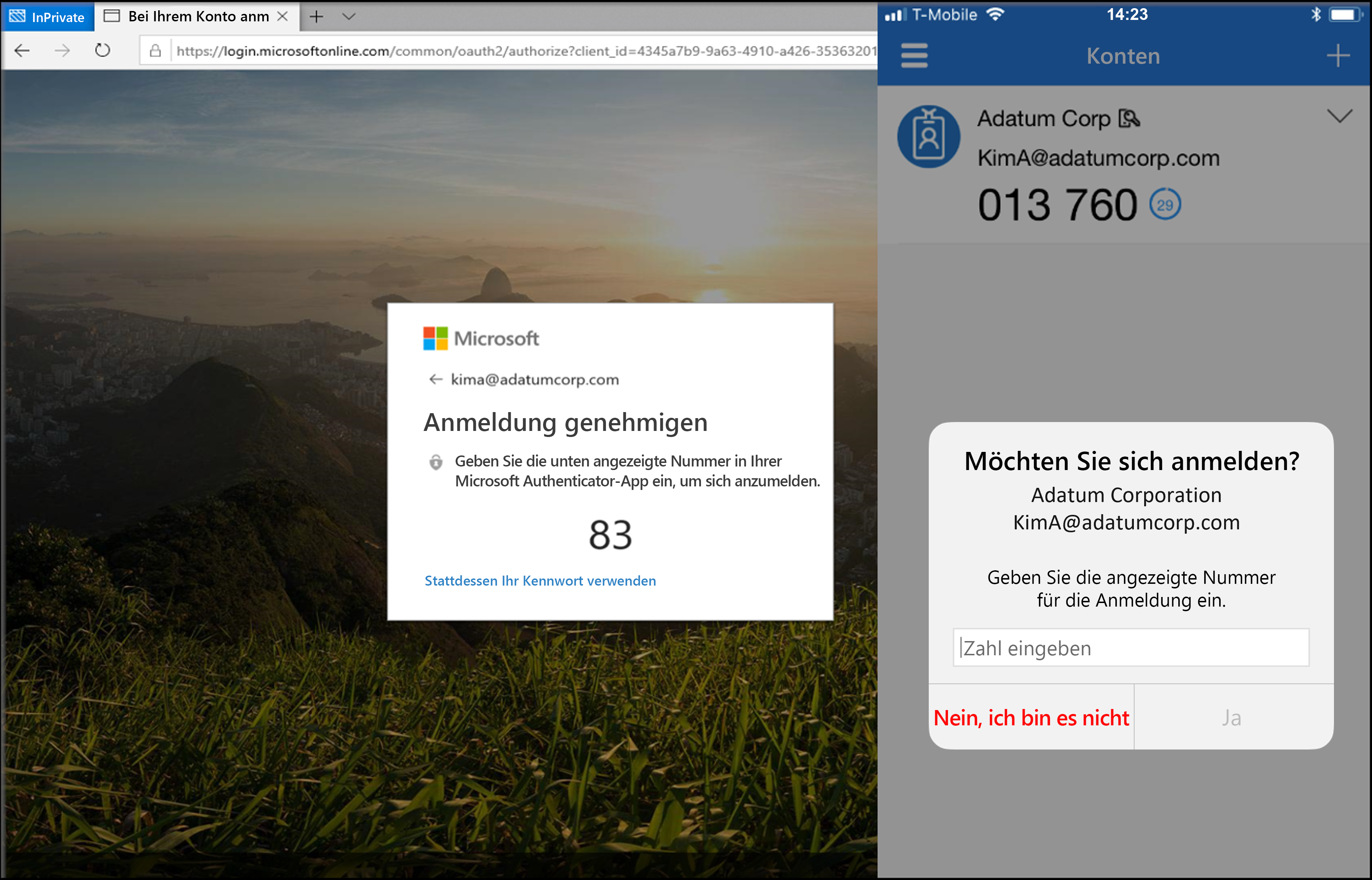 Screen capture of Microsoft authenticator sign-in request