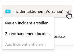 Screenshot of the drop-down menu for incident actions in Microsoft Sentinel.