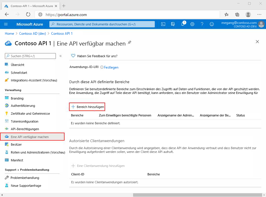 Screenshot of an app registration's Expose an API pane in the Microsoft Entra admin center.