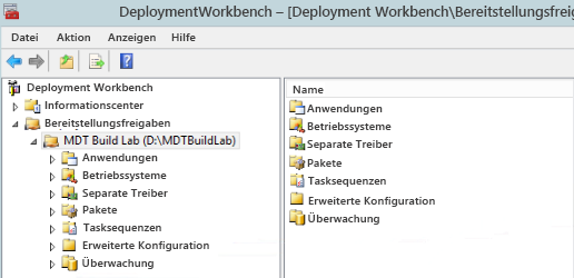 Screenshot der Deployment Workbench.