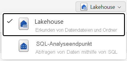 Screenshot der beiden Lakehouse-Explorer-Modi