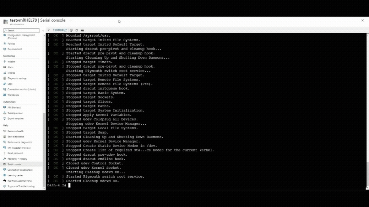 Animiertes GIF, das den Prozess der Unterbrechung des Startvorgangs auf GRUB-Menüebene zeigt, um einen älteren Kernel auszuwählen, auf dem das System gestartet werden soll.
