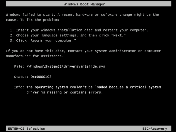 Fehler 0xC0000102 auf einem CMD-Bildschirm.