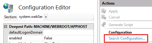 Schnittstelle des Konfigurations-Editors mit hervorgehobener Option 