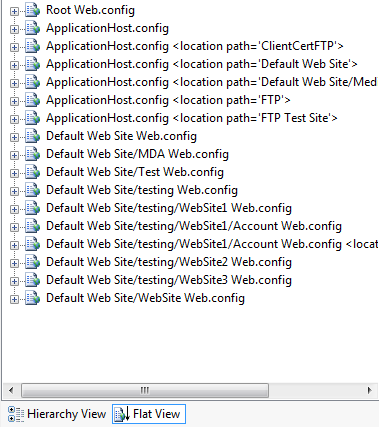Speicherort der Web.config-Dateien in der Flachansicht.