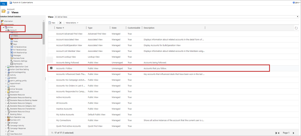 Wählen Sie die Ansicht aus der Tabelle aus.