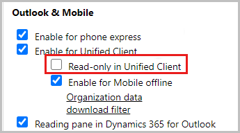 Festlegen, dass eine Entität im Unified Client schreibgeschützt ist.