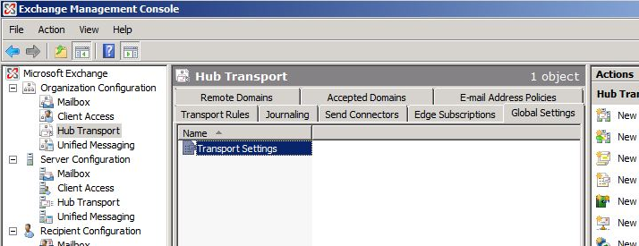 Screenshot zeigt die Schritte zum Auswählen von Transporteinstellungen.