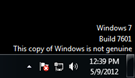 Die Kopie von Windows ist kein Originalfehler, der in der unteren rechten Ecke des Bildschirms angezeigt wird.