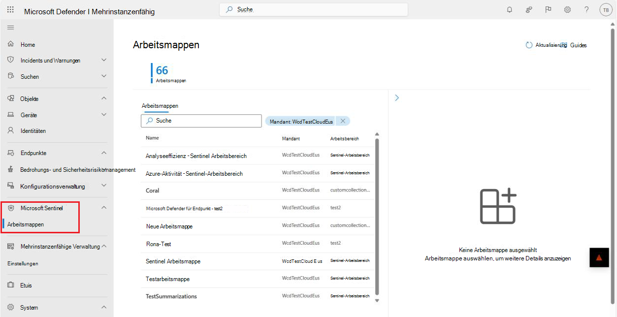 Screenshot der Arbeitsmappen-Homepage.