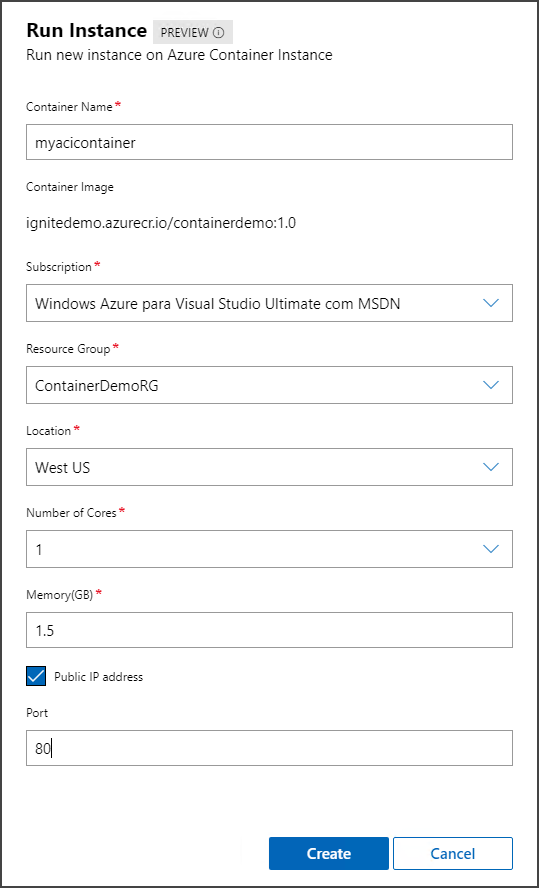 Ausführen der Instanz