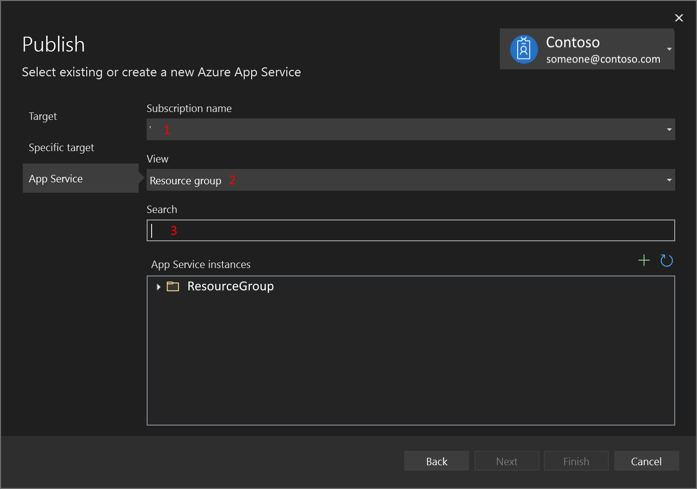 Screenshot, der zeigt, wie Sie Azure-Ressourcen durchsuchen und suchen