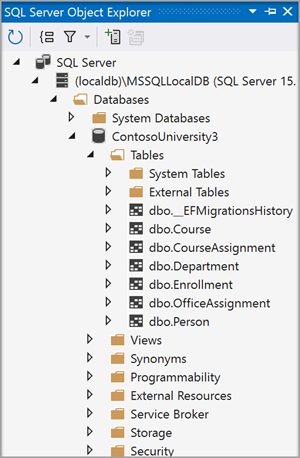 Screenshot: SQL Server-Objekt-Explorer.