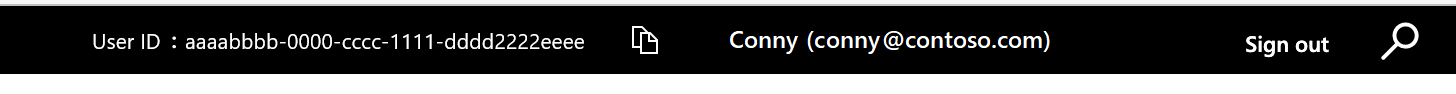 Screenshot der Benutzer-ID neben dem Namen und der E-Mail-Adresse eines Benutzers in Marketplace.
