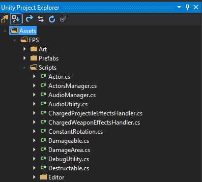 Screenshot of the Unity Project Explorer.