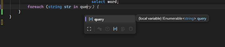 Screenshot eines IntelliSense-Wortabschluss-Popups in Visual Studio.