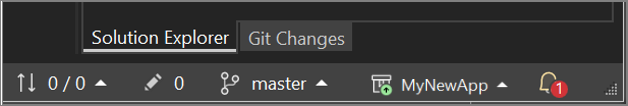 Screenshot of the repo status bar that's below the Solution Explorer pane in Visual Studio.