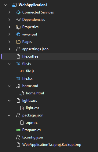 Screenshot, der die Auswirkung der ExtensionToExtension-Regel zeigt.