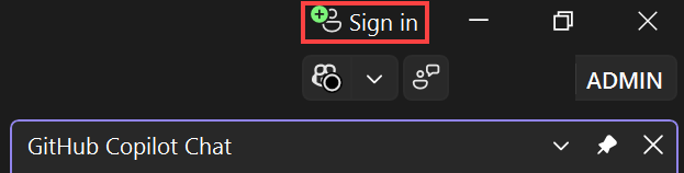 Screenshot: Anmeldesymbol in der Visual Studio-IDE