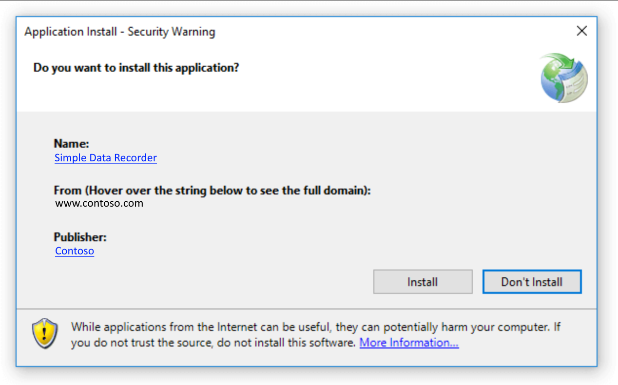 Screenshot des Zertifikats, das während der Installation der Anwendung angezeigt wird.