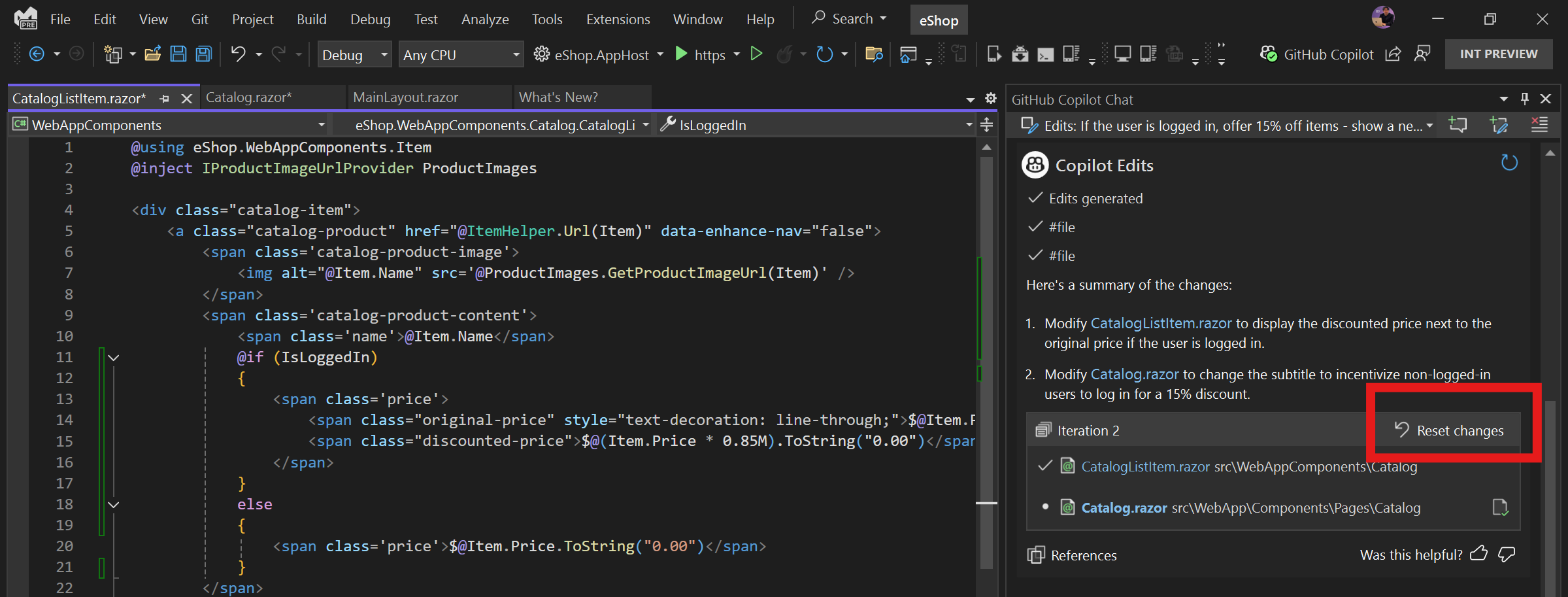 Screenshot, der zeigt, dass die Datei vor allen Bearbeitungen wieder in den ursprünglichen Zustand zurückgesetzt wird.