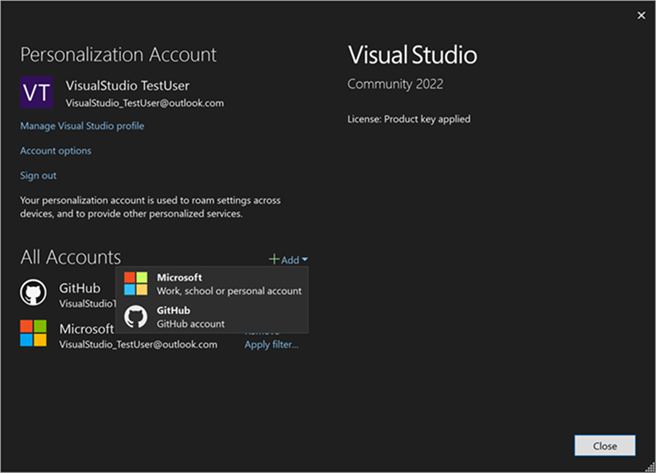 Add Github Account To Visual Studio