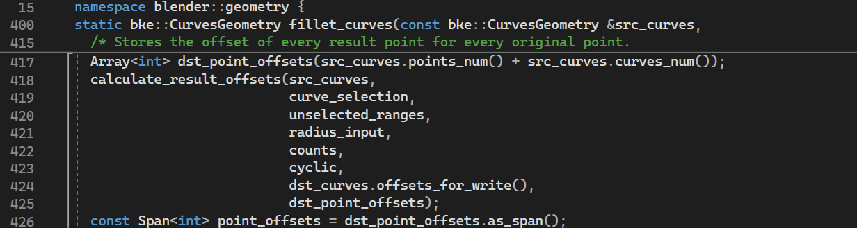 Eine Animation der Sticky Scroll-Funktion, die im C++-Code verwendet wird.