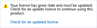 Screenshot der veralteten Lizenzmeldung von Visual Studio.