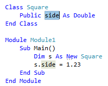 Screenshot des hervorgehobenen Codes - Visual Basic.