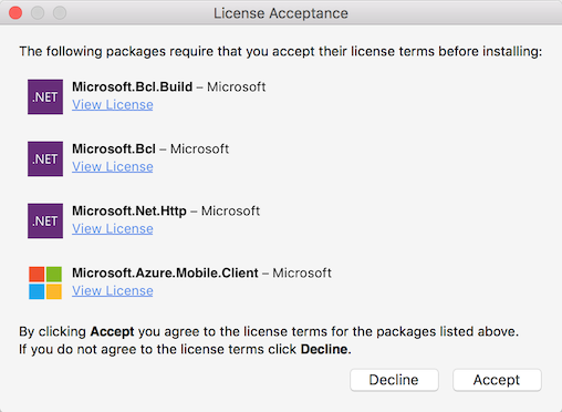 Accept License Agreements Accept License Agreements