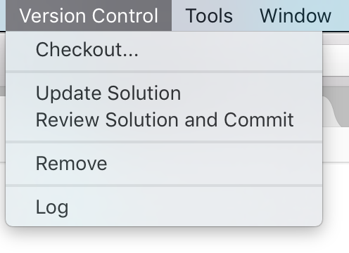 Version Control menu items