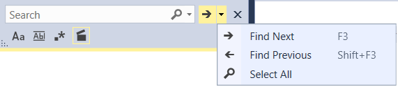 Liste der Suchoptionen im Dropdown-Menü